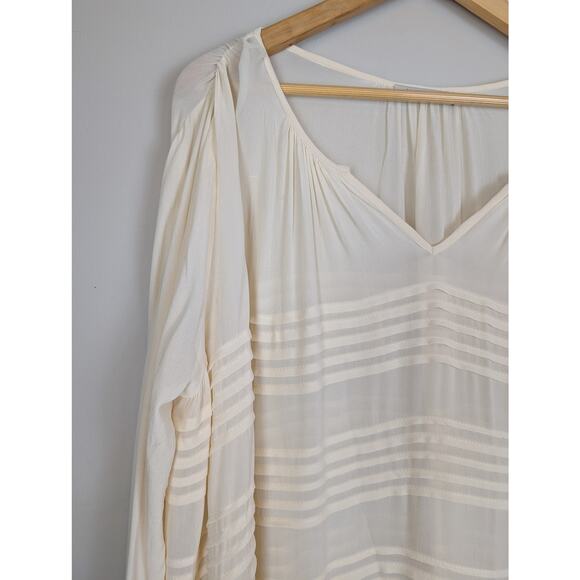 Mes Demoiselles Paris Silk Sheer Stripe Paneled Nightgown Douceur Ivory 42 - Picture 3 of 12